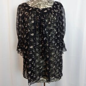 Karen Kane Black Silk Blouse Size Large